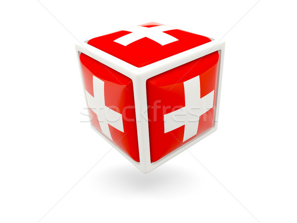 [[stock_photo]]: Pavillon · Suisse · cube · icône · isolé · blanche