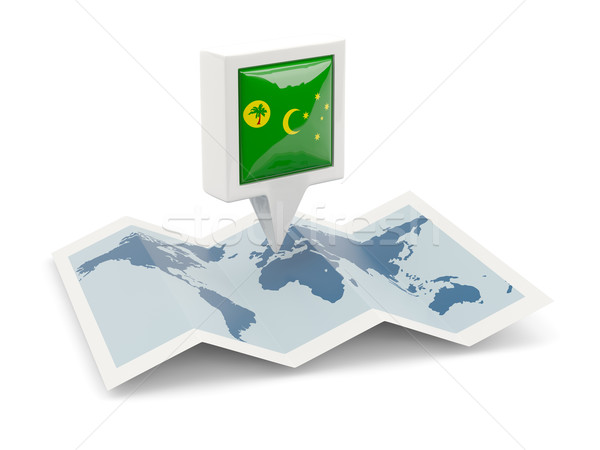 Square pin with flag of cocos islands on the map Stock photo © MikhailMishchenko