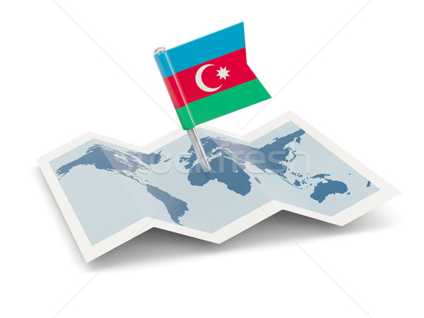 Foto stock: Mapa · bandeira · Azerbaijão · isolado · branco