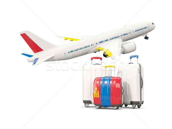 Bagage vlag drie zakken vliegtuig geïsoleerd Stockfoto © MikhailMishchenko