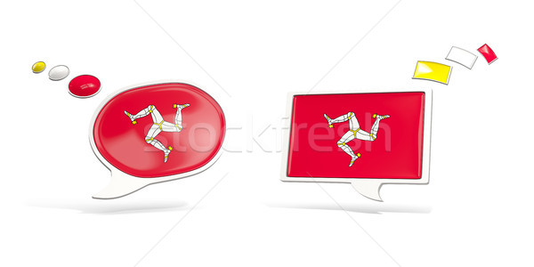 Two chat icons with flag of isle of man Stock photo © MikhailMishchenko