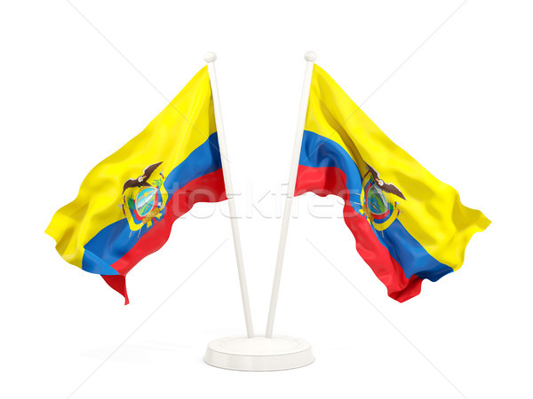 Two waving flags of ecuador Stock photo © MikhailMishchenko