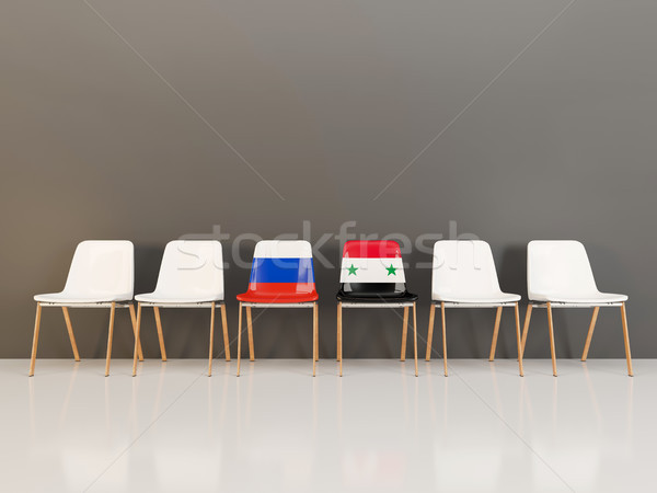 Chairs with flag of Russia and syria Stock photo © MikhailMishchenko