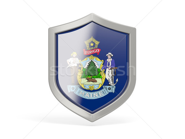 Shield icon with flag of maine. United states local flags Stock photo © MikhailMishchenko