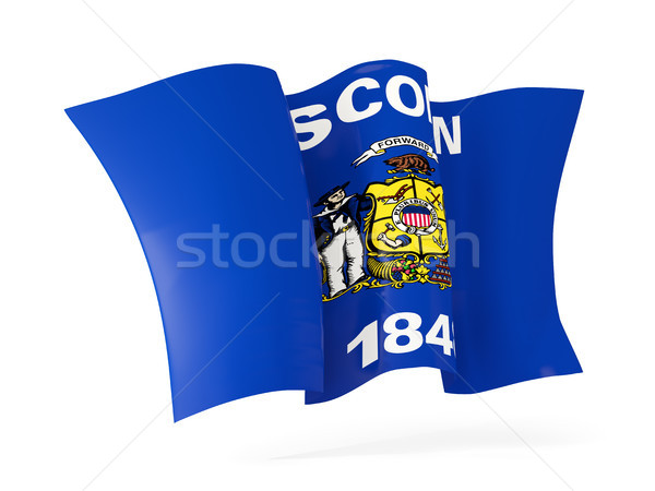 Wisconsin banderą ikona Stany Zjednoczone Zdjęcia stock © MikhailMishchenko