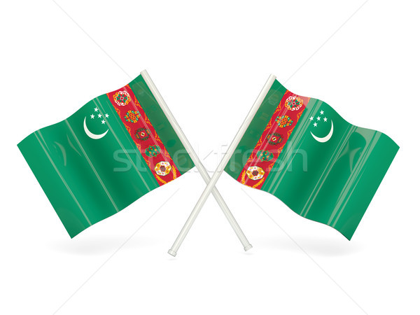 Bayrak Türkmenistan iki dalgalı bayraklar yalıtılmış Stok fotoğraf © MikhailMishchenko