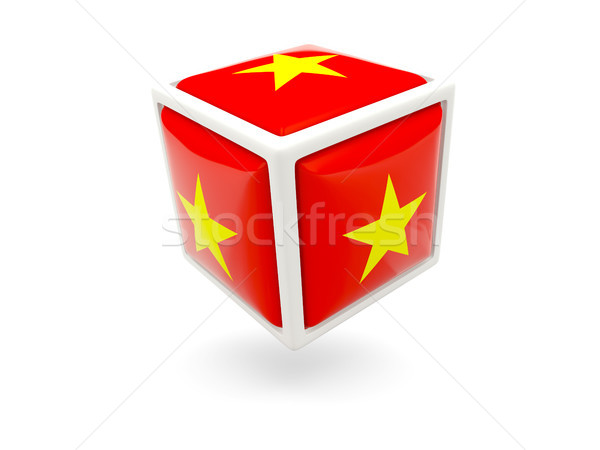 Zászló Vietnam kocka ikon izolált fehér Stock fotó © MikhailMishchenko