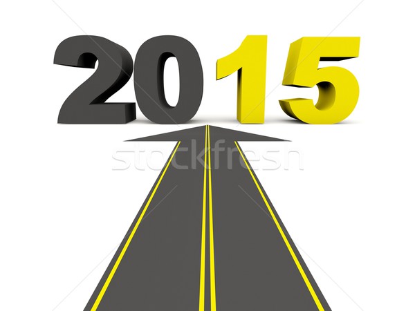 Сток-фото: 2015 · Новый · год · знак · дороги · изолированный · белый