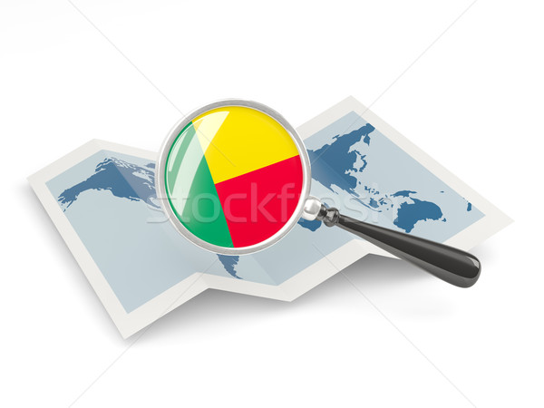 Magnified flag of benin with map Stock photo © MikhailMishchenko