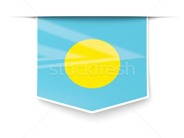 Placu etykiety banderą Palau odizolowany biały Zdjęcia stock © MikhailMishchenko