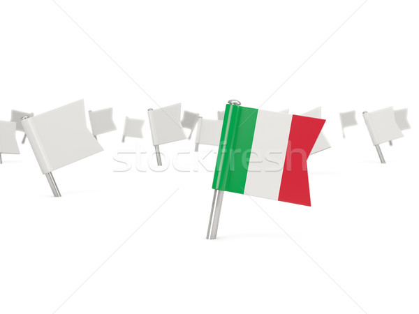 Praça pin bandeira Itália isolado branco Foto stock © MikhailMishchenko