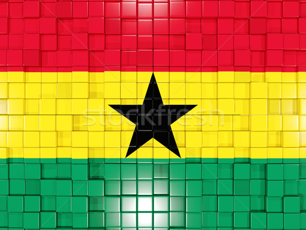 Background with square parts. Flag of ghana. 3D illustration Stock photo © MikhailMishchenko