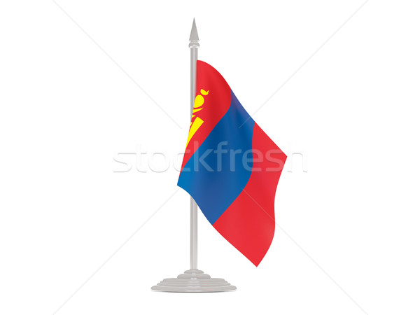 Flag of mongolia with flagpole. 3d render Stock photo © MikhailMishchenko