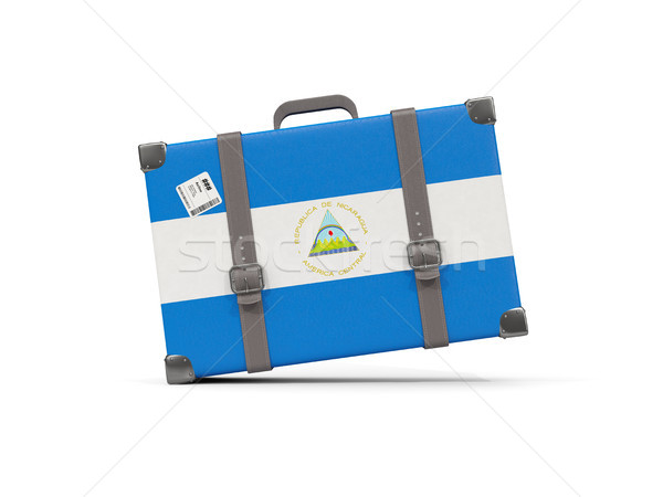 [[stock_photo]]: Bagages · pavillon · Nicaragua · valise · isolé · blanche