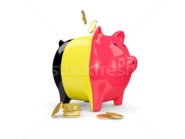 Kövér persely Belgium pénz izolált fehér Stock fotó © MikhailMishchenko