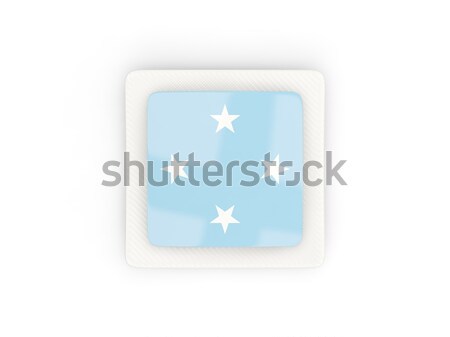 квадратный наклейку флаг Микронезия изолированный белый Сток-фото © MikhailMishchenko