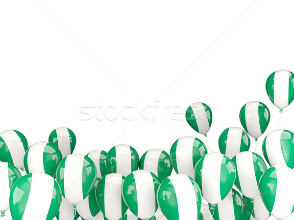 Foto stock: Voador · balões · bandeira · Nigéria · isolado · branco