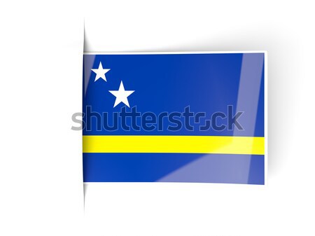 Square label with flag of curacao Stock photo © MikhailMishchenko