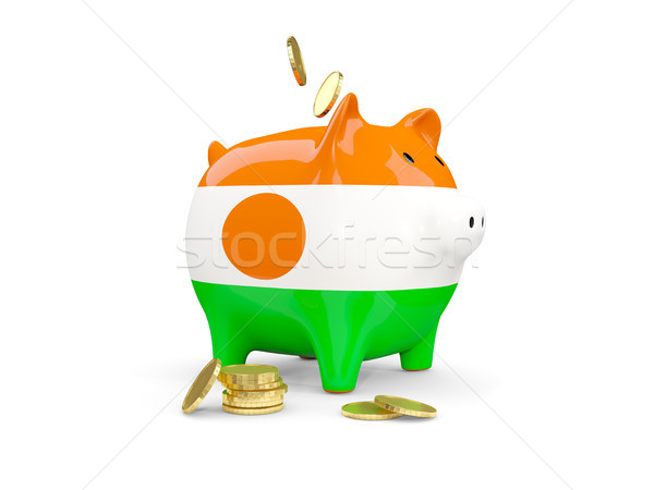 Fat piggy bank with fag of niger Stock photo © MikhailMishchenko