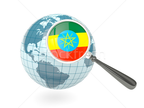 Stok fotoğraf: Bayrak · Etiyopya · mavi · dünya · yalıtılmış