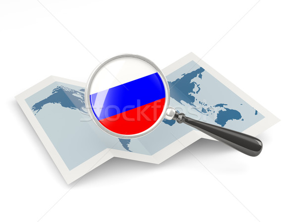 Magnified flag of russia with map Stock photo © MikhailMishchenko