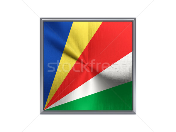 Square metal button with flag of seychelles Stock photo © MikhailMishchenko