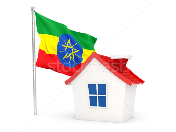 Casa bandeira Etiópia isolado branco casa Foto stock © MikhailMishchenko