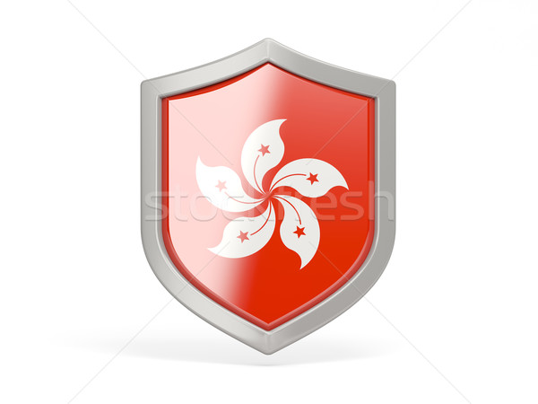 Shield icon with flag of hong kong Stock photo © MikhailMishchenko