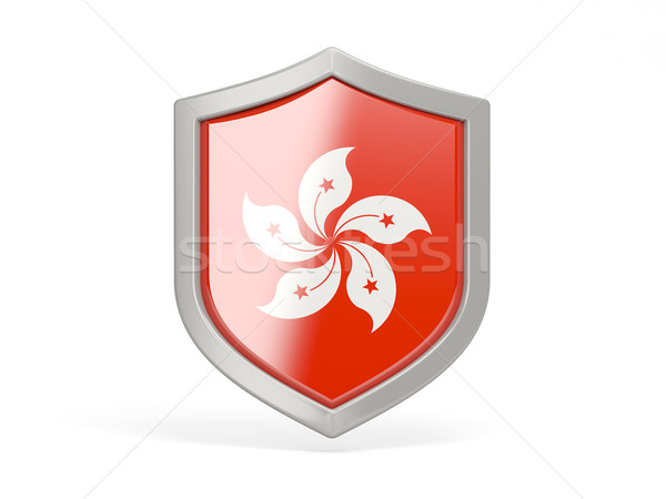 Escudo icono bandera Hong Kong aislado blanco Foto stock © MikhailMishchenko