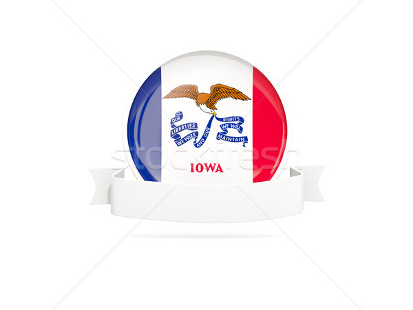 Flag of iowa with banner, US state round icon Stock photo © MikhailMishchenko