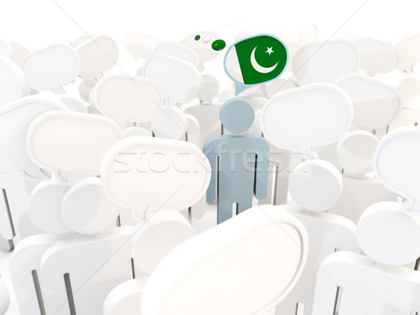 Homme pavillon Pakistan foule 3d illustration signe [[stock_photo]] © MikhailMishchenko