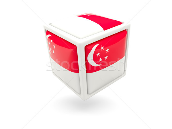 Bandeira Cingapura cubo ícone isolado branco Foto stock © MikhailMishchenko