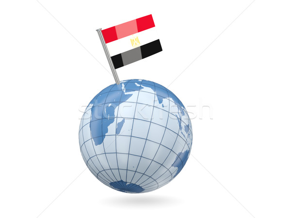 ストックフォト: 世界中 · フラグ · エジプト · 青 · 孤立した · 白