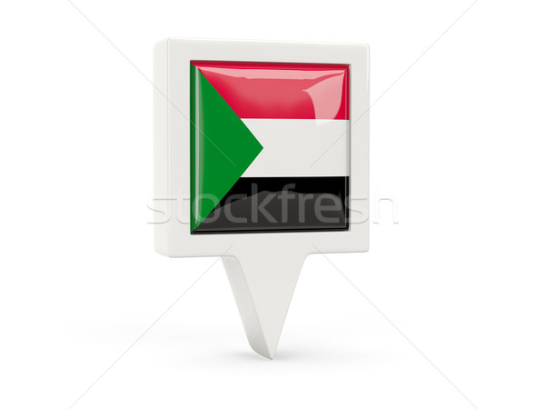Praça bandeira ícone Sudão isolado branco Foto stock © MikhailMishchenko