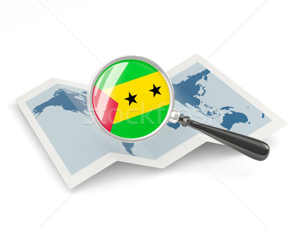 Magnified flag of sao tome and principe with map Stock photo © MikhailMishchenko