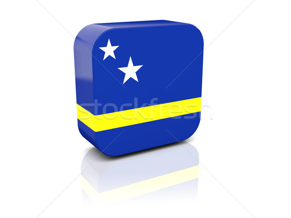 Stock photo: Square icon with flag of curacao