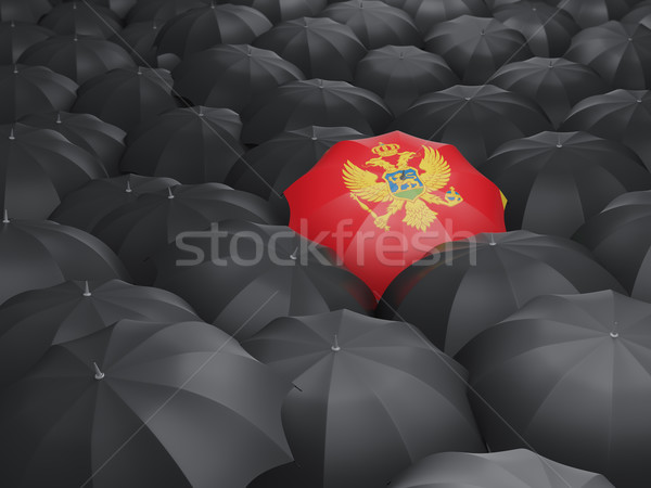 Parasol banderą Czarnogóra czarny parasole deszcz Zdjęcia stock © MikhailMishchenko
