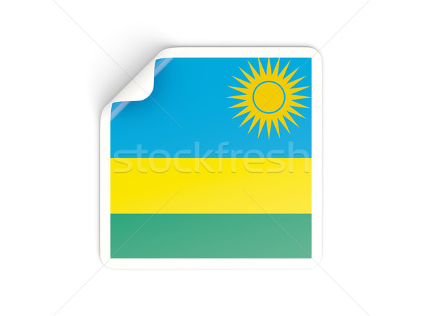 Cuadrados etiqueta bandera Ruanda aislado blanco Foto stock © MikhailMishchenko