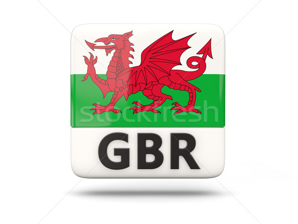 Stock photo: Square icon with flag of wales