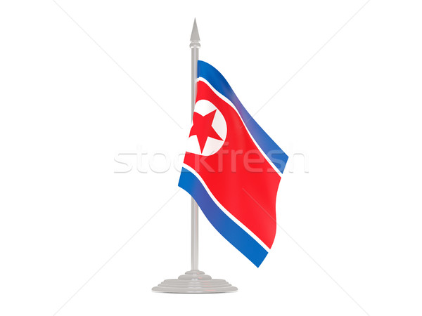 Flag of korea north with flagpole. 3d render Stock photo © MikhailMishchenko