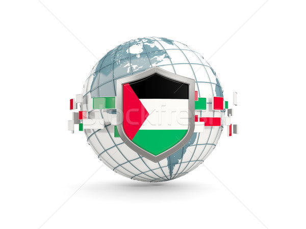 Globe and shield with flag of palestinian territory isolated on  Stock photo © MikhailMishchenko