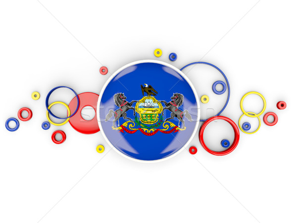 Round flag of pennsylvania with circles pattern. United states l Stock photo © MikhailMishchenko