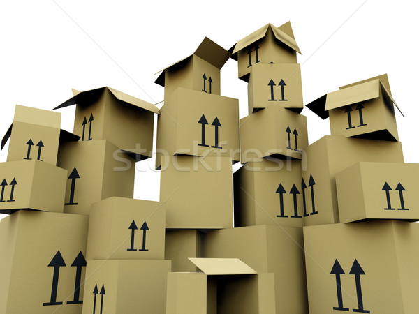Vazio caixas isolado branco caixa casas Foto stock © MikhailMishchenko