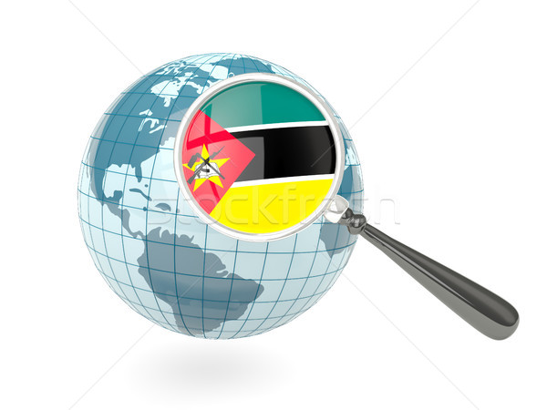 Magnified flag of mozambique with blue globe Stock photo © MikhailMishchenko