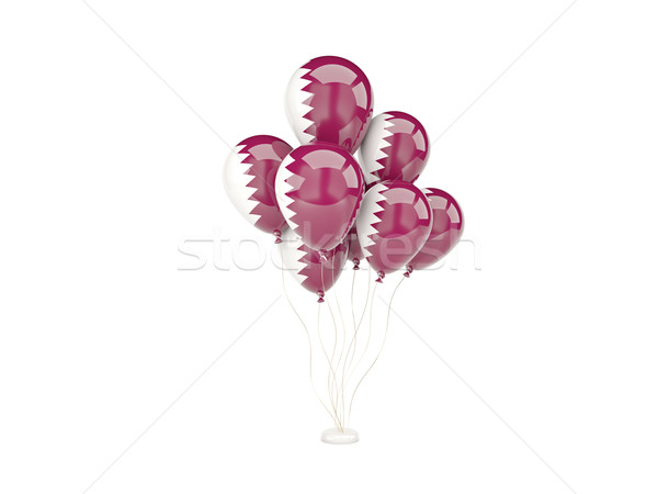 Foto stock: Voador · balões · bandeira · Catar · isolado · branco