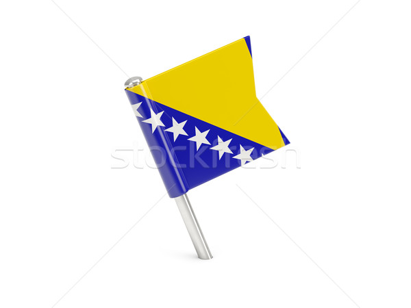 Foto stock: Bandera · pin · Bosnia · Herzegovina · aislado · blanco · mundo