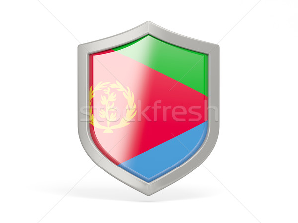 Escudo icono bandera Eritrea aislado blanco Foto stock © MikhailMishchenko