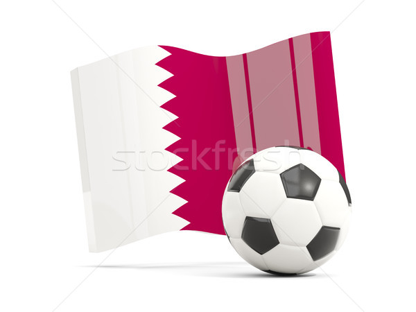 Football with waving flag of qatar isolated on white Stock photo © MikhailMishchenko