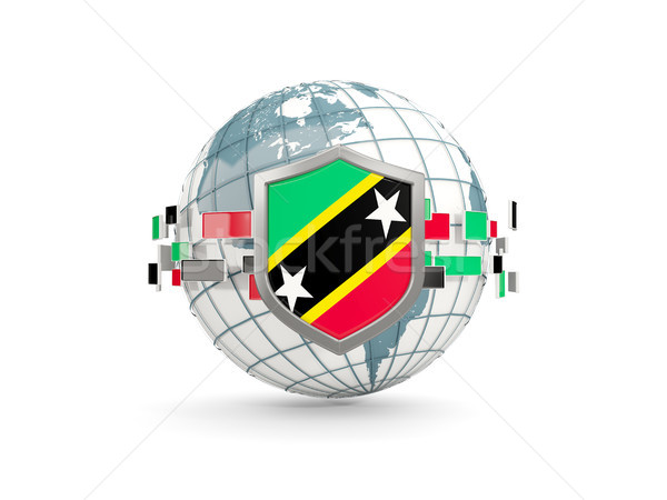 Globe and shield with flag of saint kitts and nevis isolated on  Stock photo © MikhailMishchenko