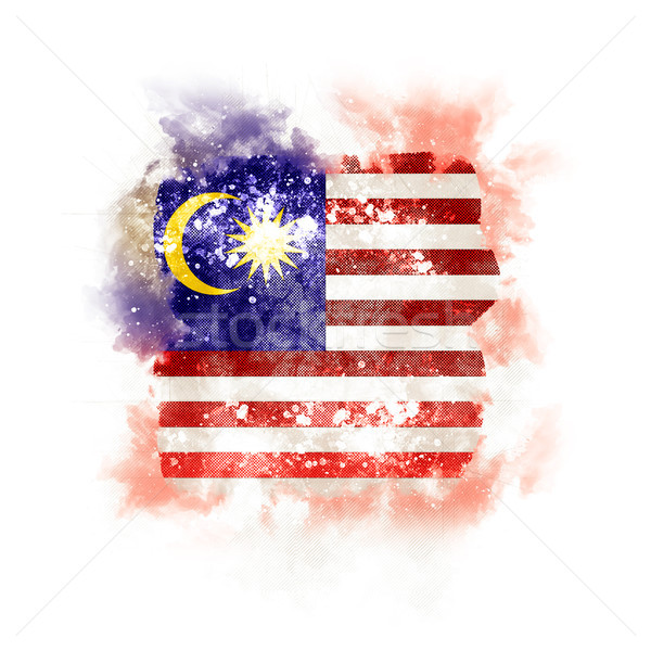 Vierkante grunge vlag Maleisië 3d illustration retro Stockfoto © MikhailMishchenko